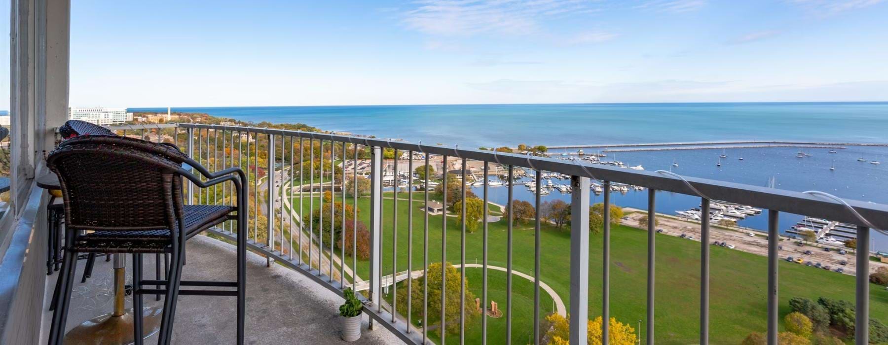 a patio overlooking the ocean