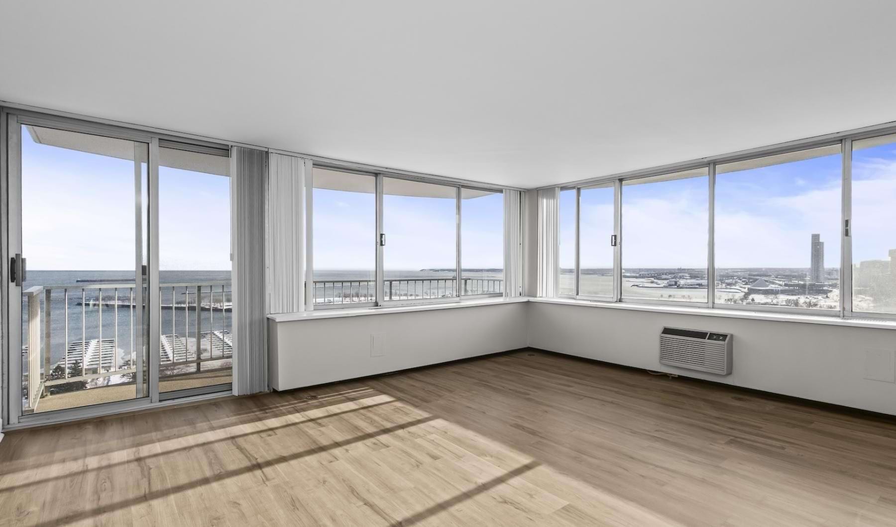 a room with a large window
