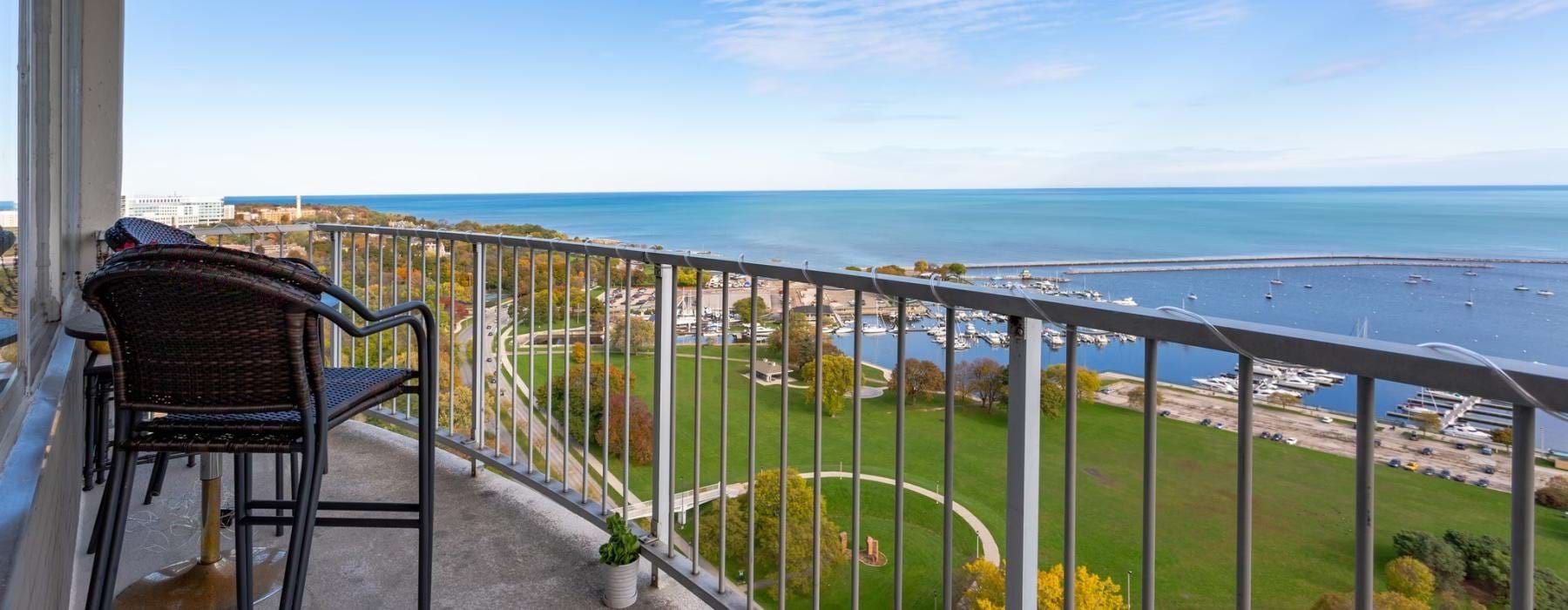 a patio overlooking the ocean